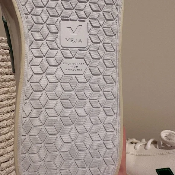 Veja White Sneakers with Green Logo - Picture 4 of 4